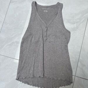 American Eagle Outfitters Gray Ribbed Sleeveless Tank Top
